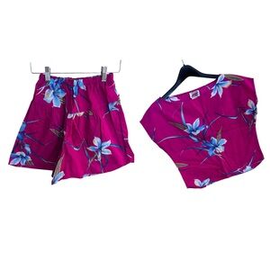 California Krush Women's Floral Pink Crop Top and Short Vintage Set Sz S